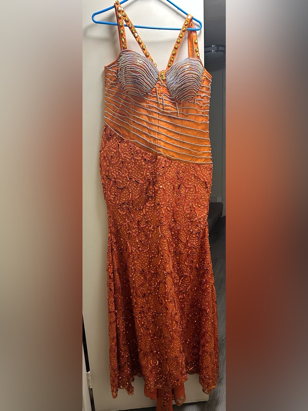 Orange Asoebi Nigerian Custom Dress